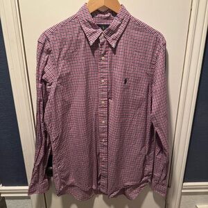 Ralph Lauren Men's Red and Blue Checkered Shirt